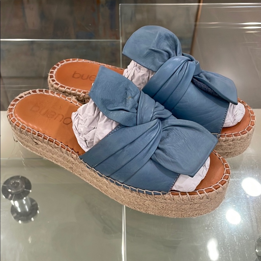 BUENO blue kid leather soft as butter espadrille flatforms new UK 5 free people